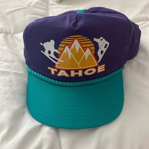 Retro tahoe ski purple teal hat snapback